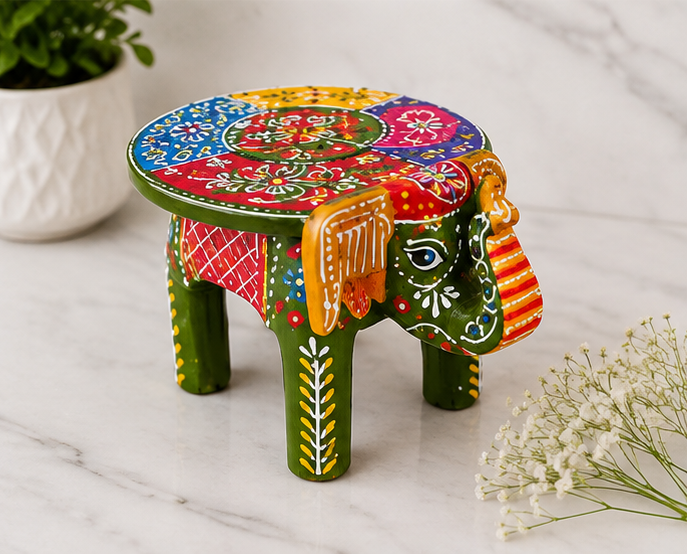 Handcrafted & Hand Painted Heritage Elephant - green