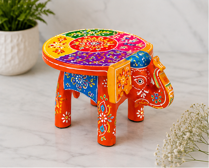 Handcrafted & Hand Painted Heritage Elephant - multicolour