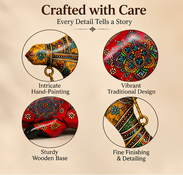 Trendytix Handcrafted Wooden Camels Set of 3 Red Colour