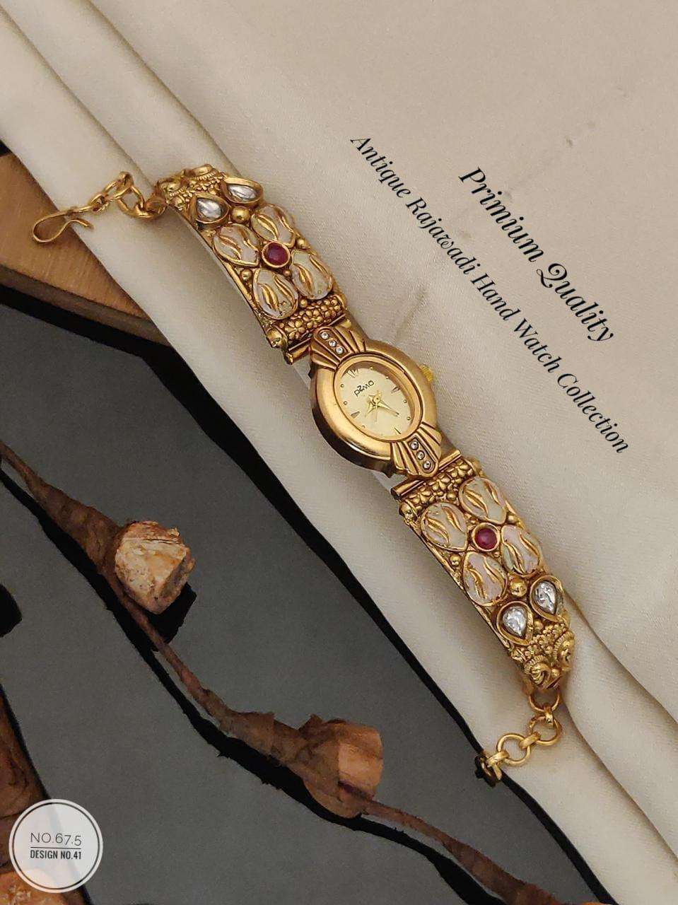 Luxurious Designer Women Kundan Watch