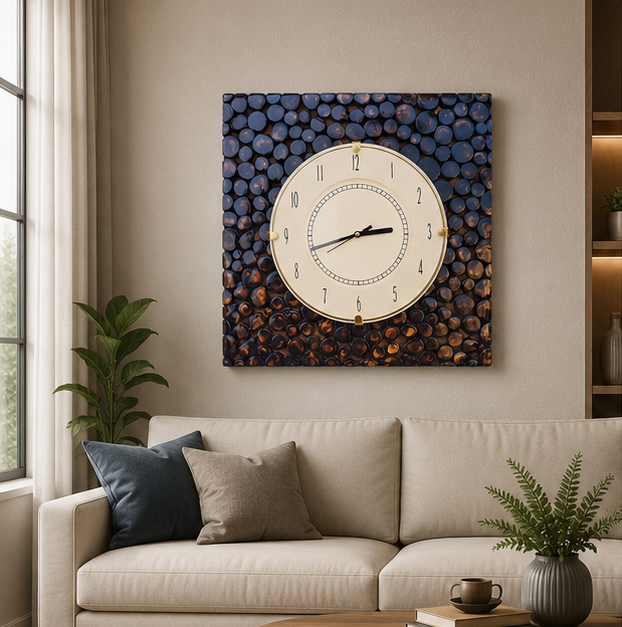 Wood Mosaic Handcrafted Wooden Clock