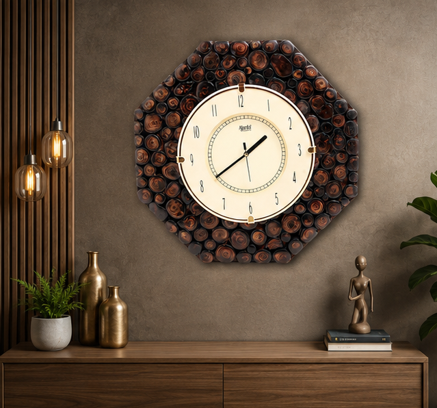 Hexa Timber Handcrafted Wooden Clock