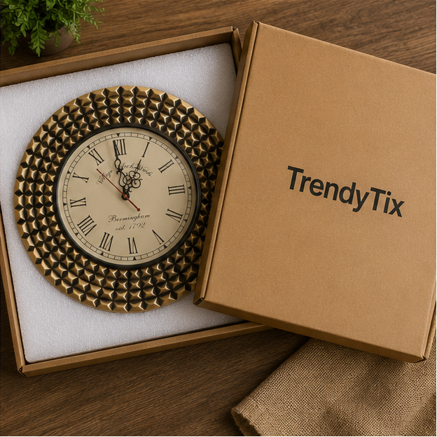 Golden Prism Handcrafted Wooden Clock