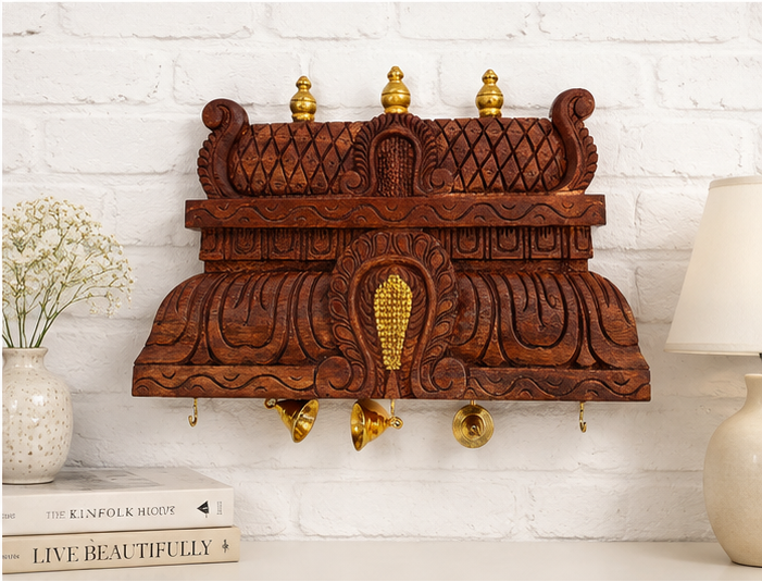 Trendytix Heritage Gopuram Hand-Carved Wooden Wall Panel