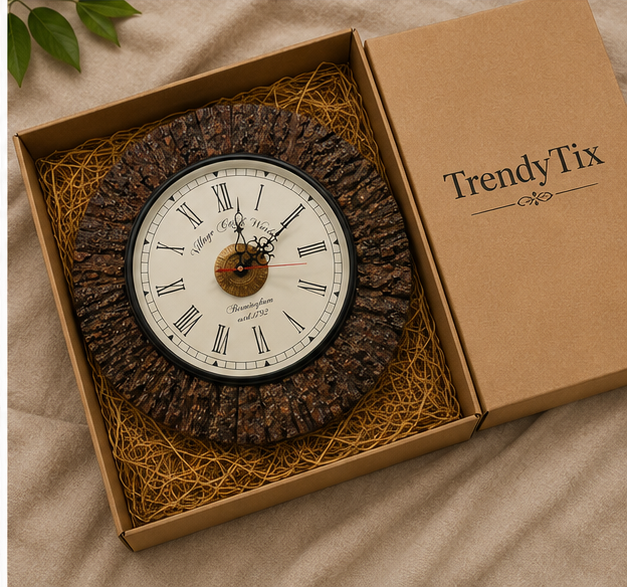 Rustic Grove Handcrafted Wooden Clock
