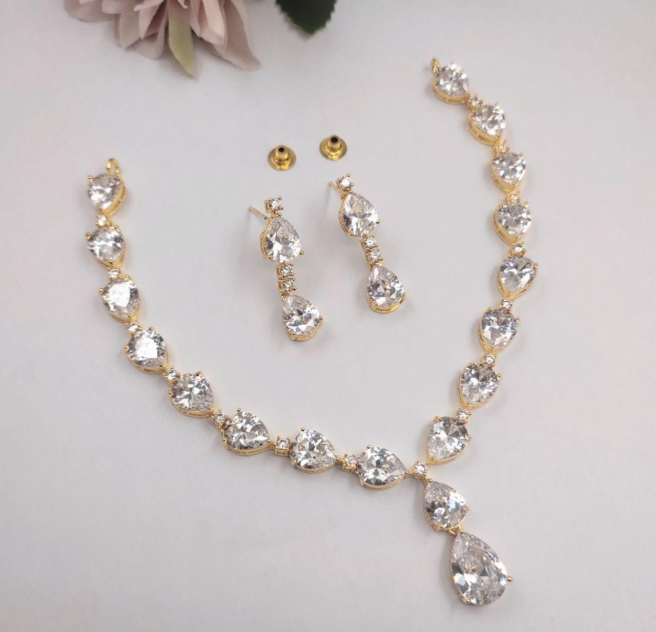 Trendy Premium Handcrafted AD Necklace Set - Celebrity Style