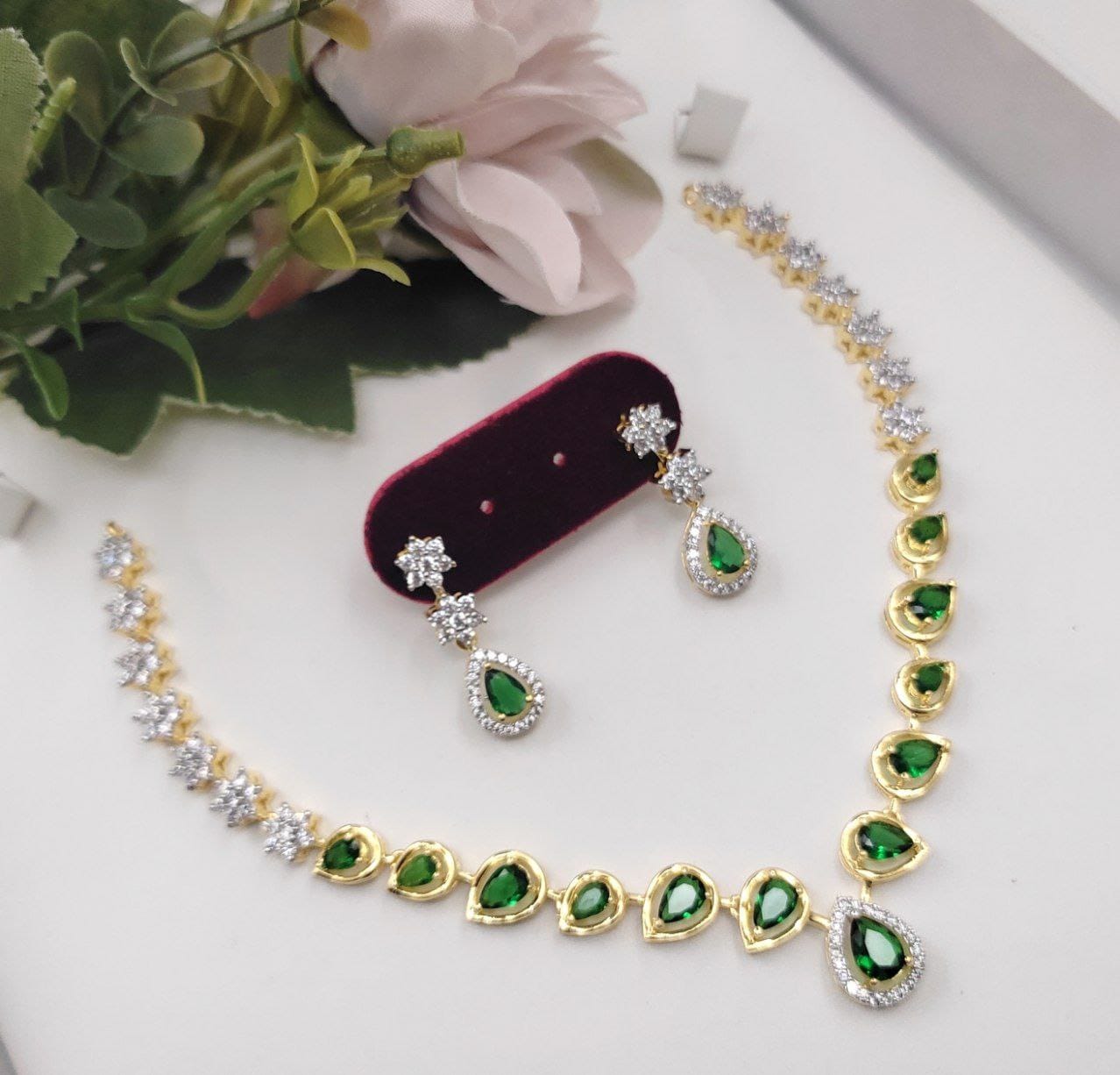 Trendy Premium Handcrafted AD Necklace Set - Celebrity Style