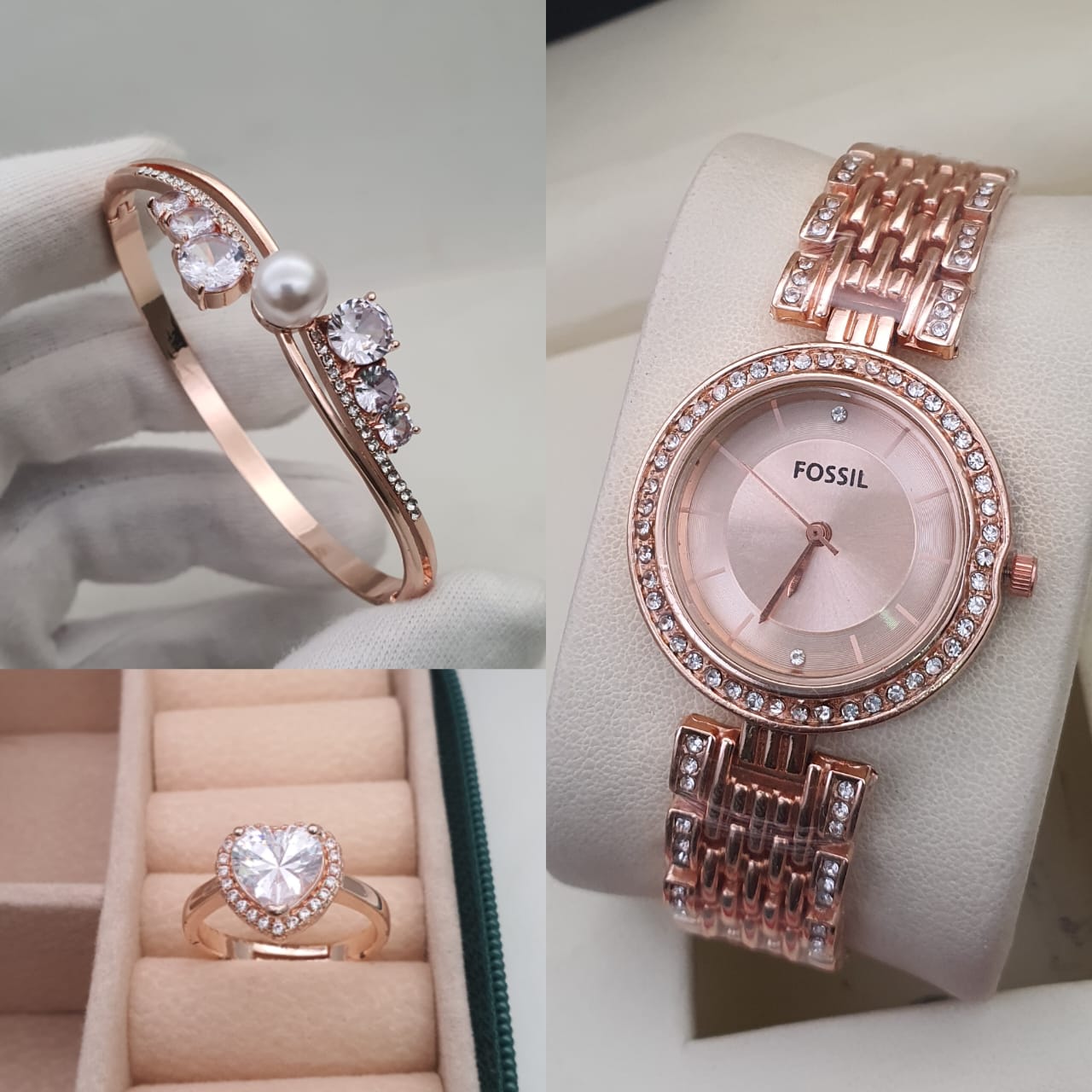 3pc combo watch with high quality American diamond openbal kada n adjustable ring - Luxurious Designer Elegant Women Watch-šššš šššš (ššššššš šš
š
šš)