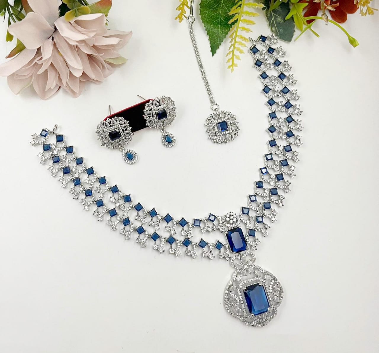 Neeta Ambani Inspired Premium Handcrafted AD Necklace Set - Celebrity Style