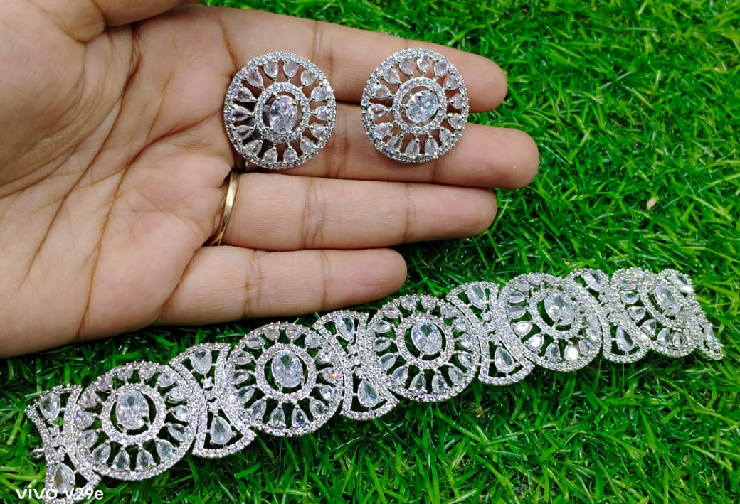 Trendy Premium Handcrafted AD Necklace Set - Celebrity Style