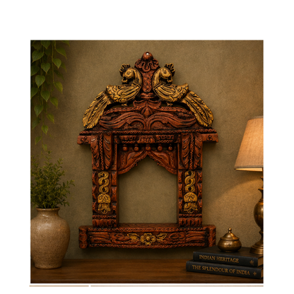 Royal Peacock Handcrafted Wooden Jharokha
