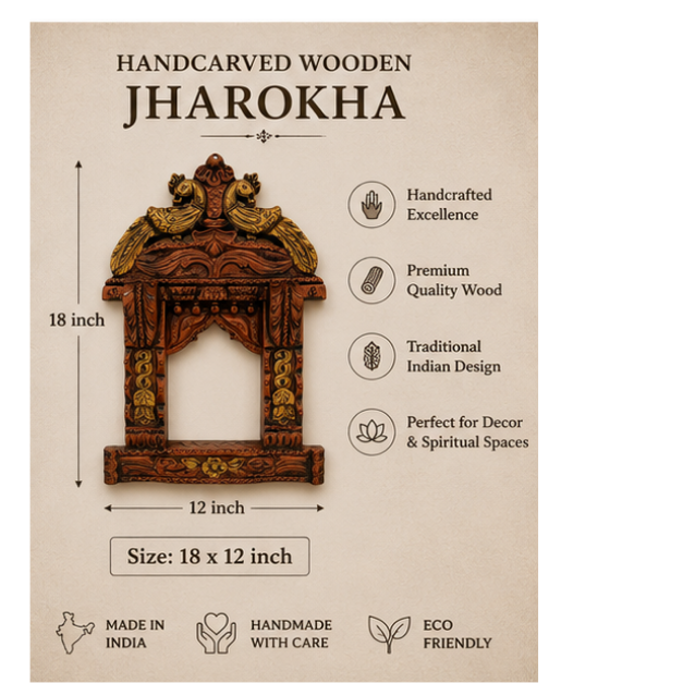 Royal Peacock Handcrafted Wooden Jharokha