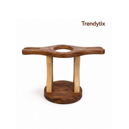 Trendytix Handcrafted Wooden Bottle & Glass Holder – 1 Bottle & 2 Glass Stand |
