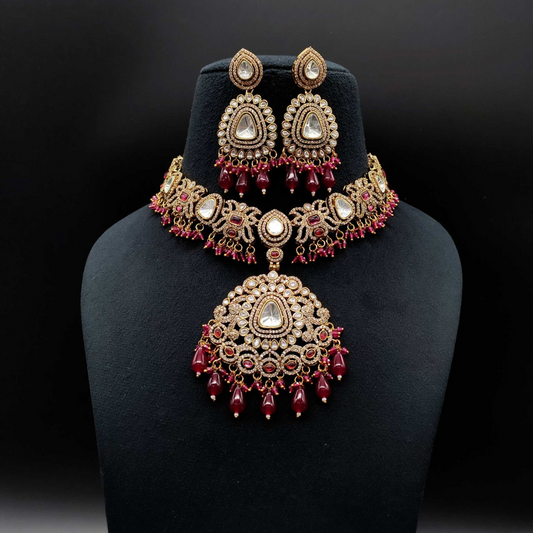 Veshakart Premium Handcrafted Kundan polki Necklace Set