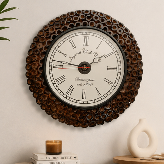 Rustic Heritage Wooden Teak Wood Handcrafted Wall Clock
