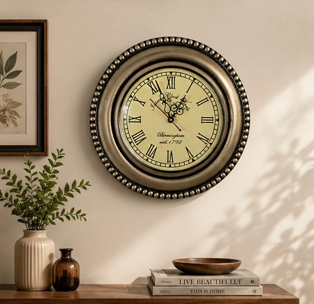 Royal Antique Gold Teak Wood Wooden Handcrafted Wall Clock