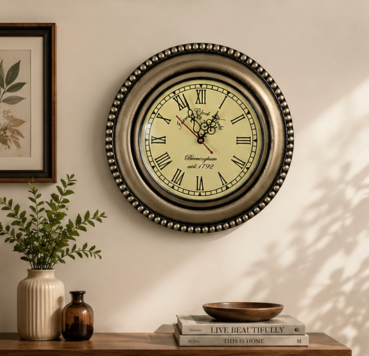 Royal Antique Gold Teak Wood Wooden Handcrafted Wall Clock