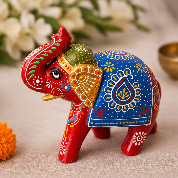 Handcrafted & Hand PaintedHeritage Elephant - Blue