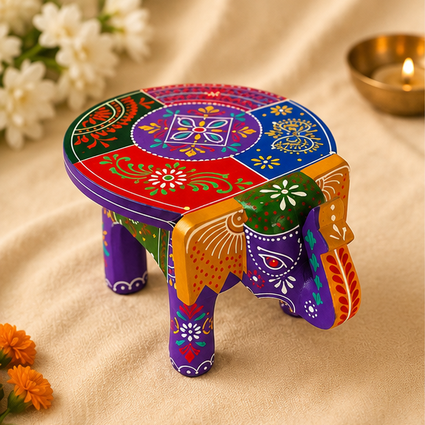 Handcrafted & Hand Painted Heritage Elephant - violet