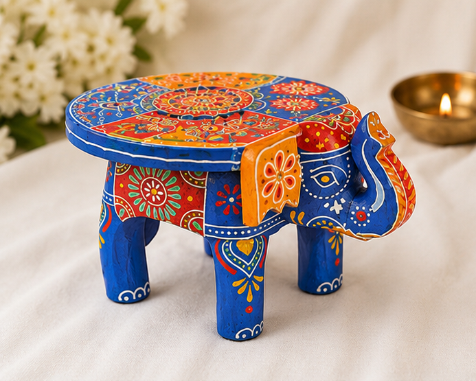 Handcrafted & Hand Painted Heritage Elephant - blue