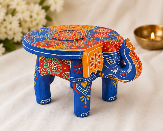 Handcrafted & Hand Painted Heritage Elephant - blue