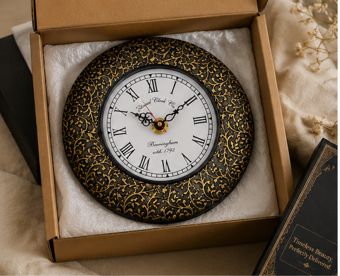 Regal Gold Filigree Clock Wood Wooden Wall Clock – Handcrafted
