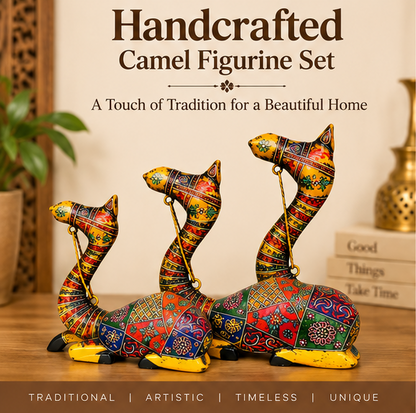 Trendytix Handcrafted Wooden Camels Set of 3