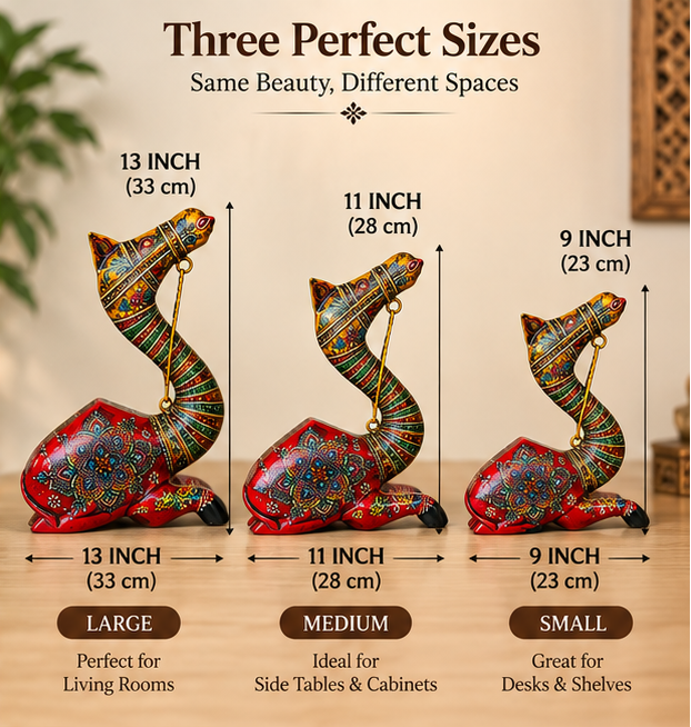 Trendytix Handcrafted Wooden Camels Set of 3 Red Colour