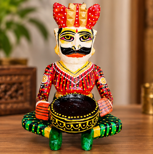 Handcrafted Wooden Bawla Figurine – 9 Inch | Traditional Indian Decor