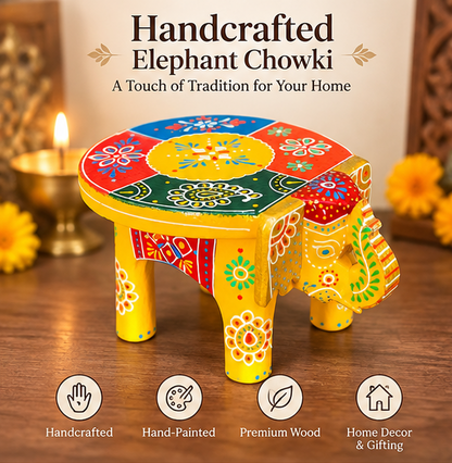 Handcrafted & Hand Painted Heritage Elephant - Yellow
