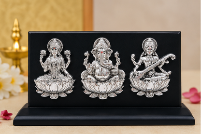 999 Silver Plated Laxmiji, Saraswatiji , Ganeshaji Idol