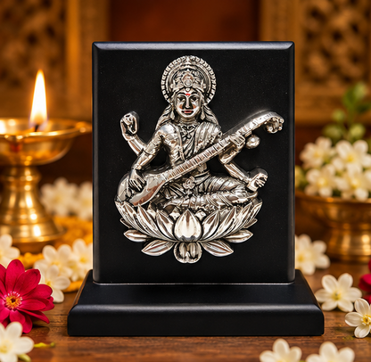 999 Silver Plated Saraswati Ji Idol