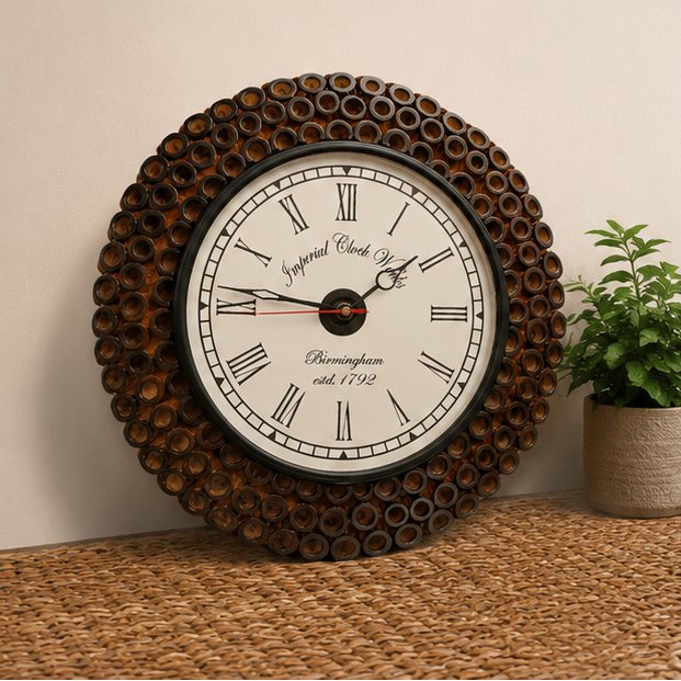Rustic Heritage Wooden Teak Wood Handcrafted Wall Clock