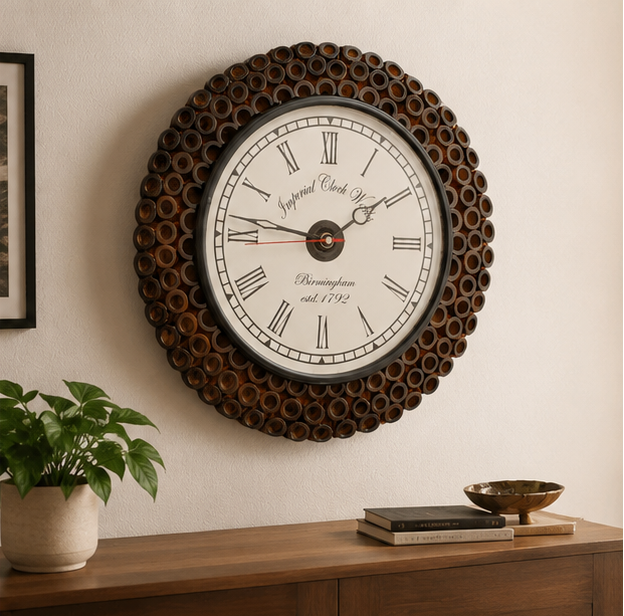 Rustic Heritage Wooden Teak Wood Handcrafted Wall Clock