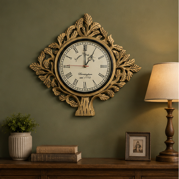 Royal Leaf Tree Wooden Handcrafted Wall Clock