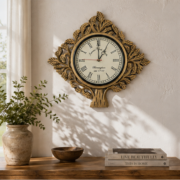 Royal Leaf Tree Wooden Handcrafted Wall Clock