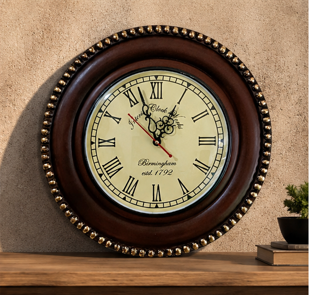 Heritage Beaded Teak Wood  Wooden Handcrafted Wall Clock