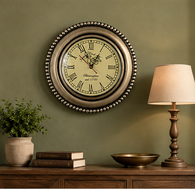 Royal Antique Gold Teak Wood Wooden Handcrafted Wall Clock