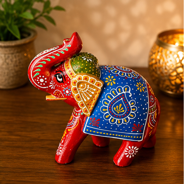 Handcrafted & Hand PaintedHeritage Elephant - Blue