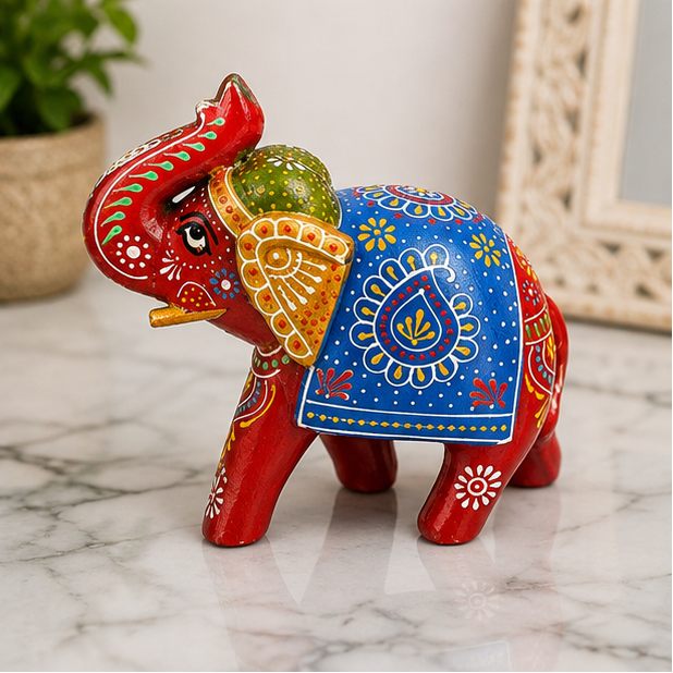 Handcrafted & Hand PaintedHeritage Elephant - Blue