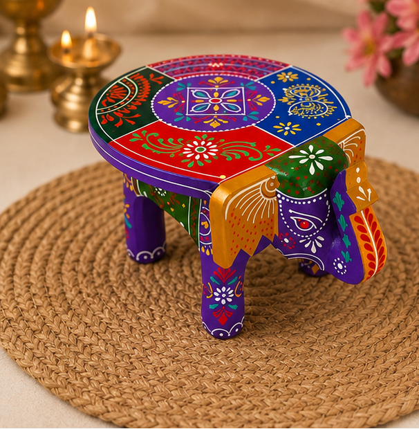 Handcrafted & Hand Painted Heritage Elephant - violet