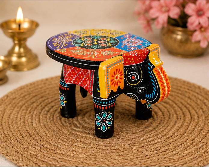 Handcrafted & Hand Painted Heritage Elephant - black
