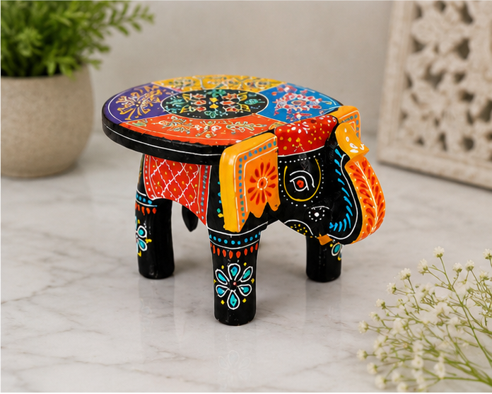 Handcrafted & Hand Painted Heritage Elephant - black