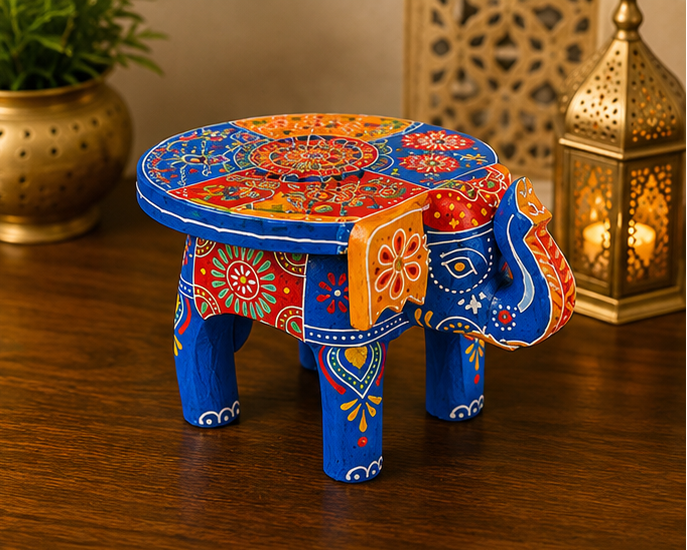 Handcrafted & Hand Painted Heritage Elephant - blue