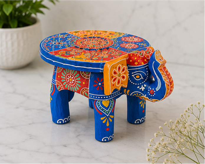 Handcrafted & Hand Painted Heritage Elephant - blue
