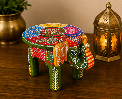 Handcrafted & Hand Painted Heritage Elephant - green