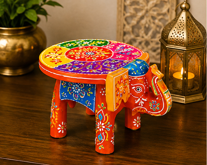 Handcrafted & Hand Painted Heritage Elephant - multicolour