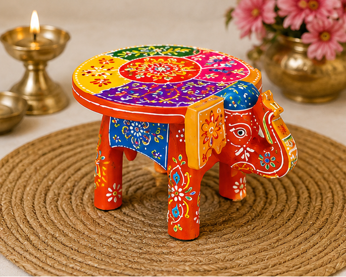 Handcrafted & Hand Painted Heritage Elephant - multicolour