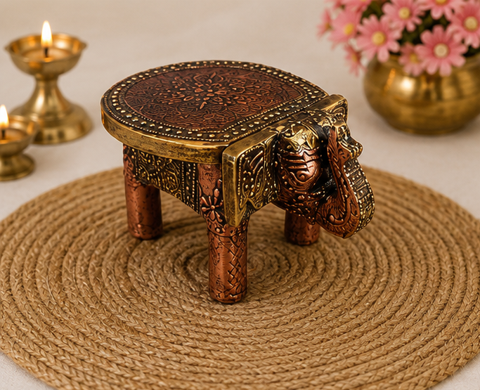 Handcrafted & Hand Painted Heritage Elephant - copper
