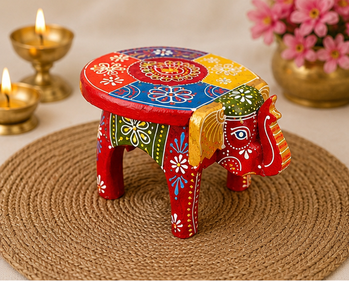 Handcrafted & Hand Painted Heritage Elephant - multicolour